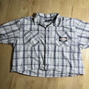 Harley-Davidson Men's Short Sleeve Button Up 3XL Plaid Motor Pre-Luxe Motor Oil